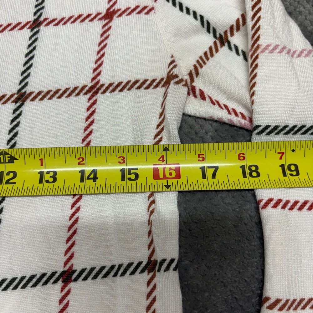 41 Hawthorn Womens White Grid Plaid Crew Neck Sweater WGS10536 Medium - Picture 7 of 7